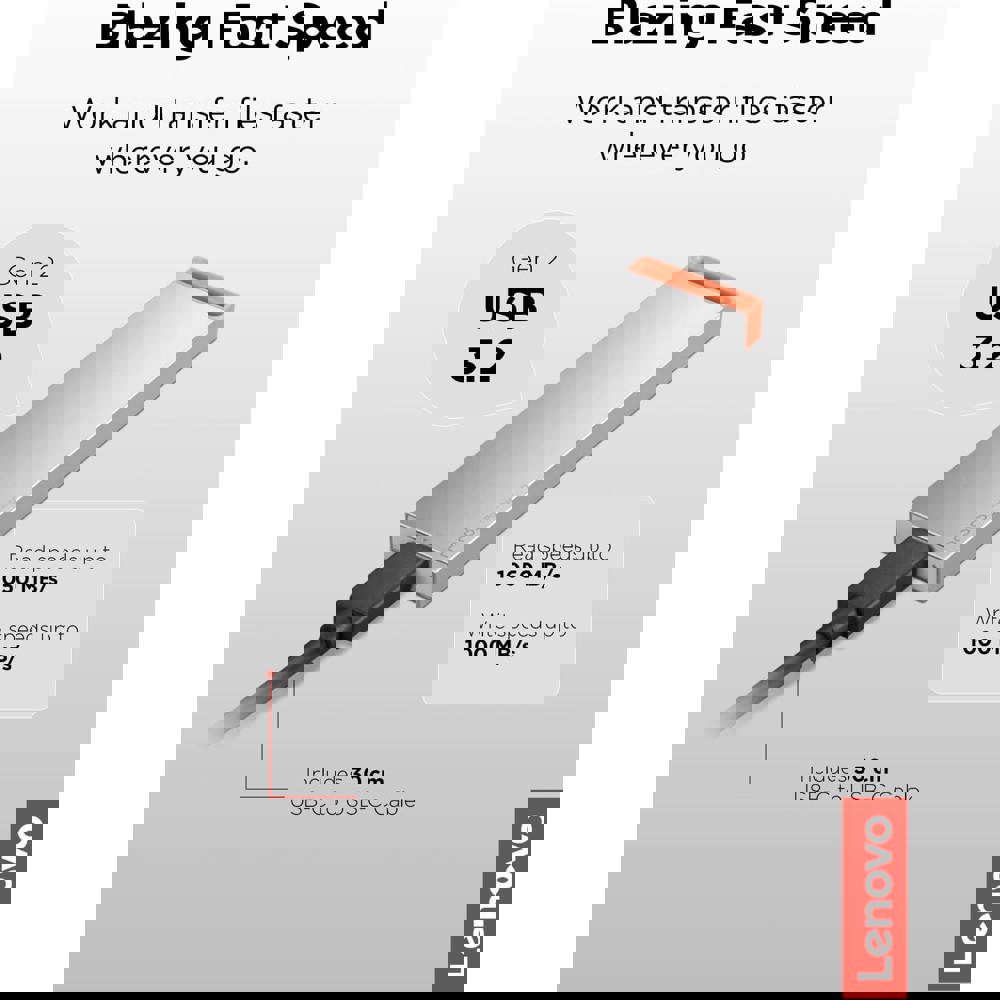 გარე მყარი დისკი Lenovo GXB1T57741 PS8S, 2TB, External SSD, 1.8", Type-C 3.2, Cool Gray