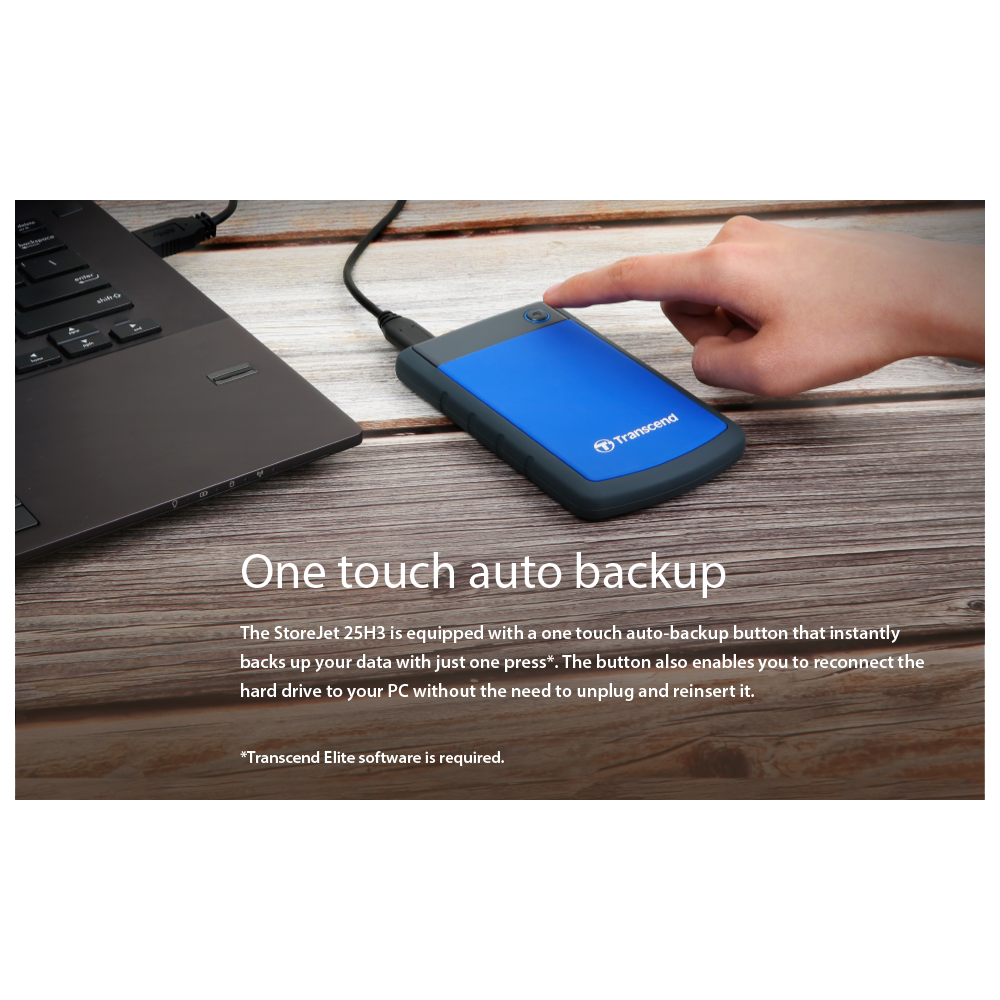 გარე მყარი დისკი Transcend TS4TSJ25H3B StoreJet 25H3, 4TB, 2.5", Portable HDD, USB 3.1, Blue