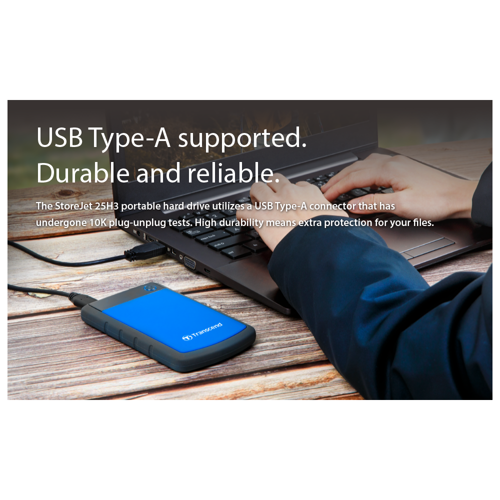 გარე მყარი დისკი Transcend TS2TSJ25H3B StoreJet 25H3, 2TB, 2.5", Portable HDD, USB 3.1, Blue