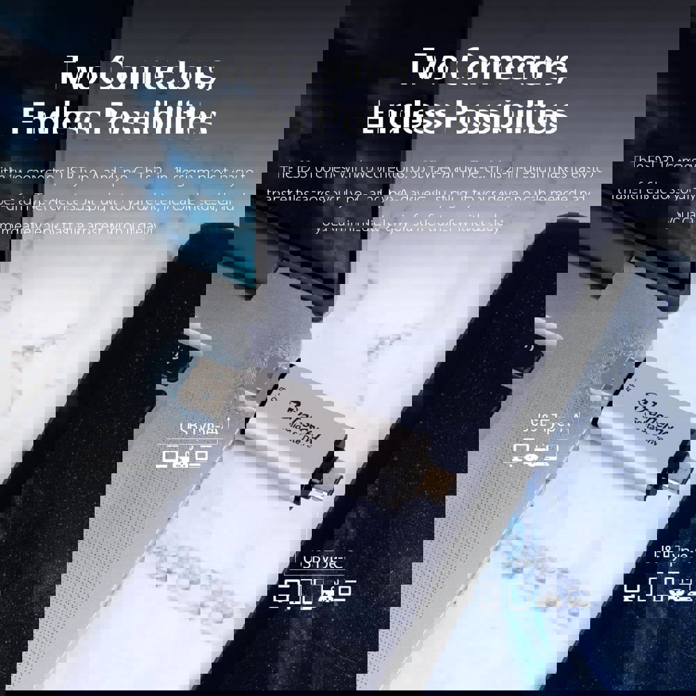 გარე მყარი დისკი Transcend TS2TESD310S ESD310, 2TB, External SSD, Type-C/A, Silver