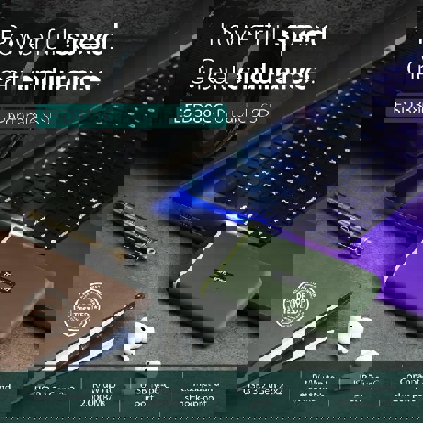 გარე მყარი დისკი Transcend TS2TESD380C ESD380C, 2TB, External SSD, Type-C, Military Green