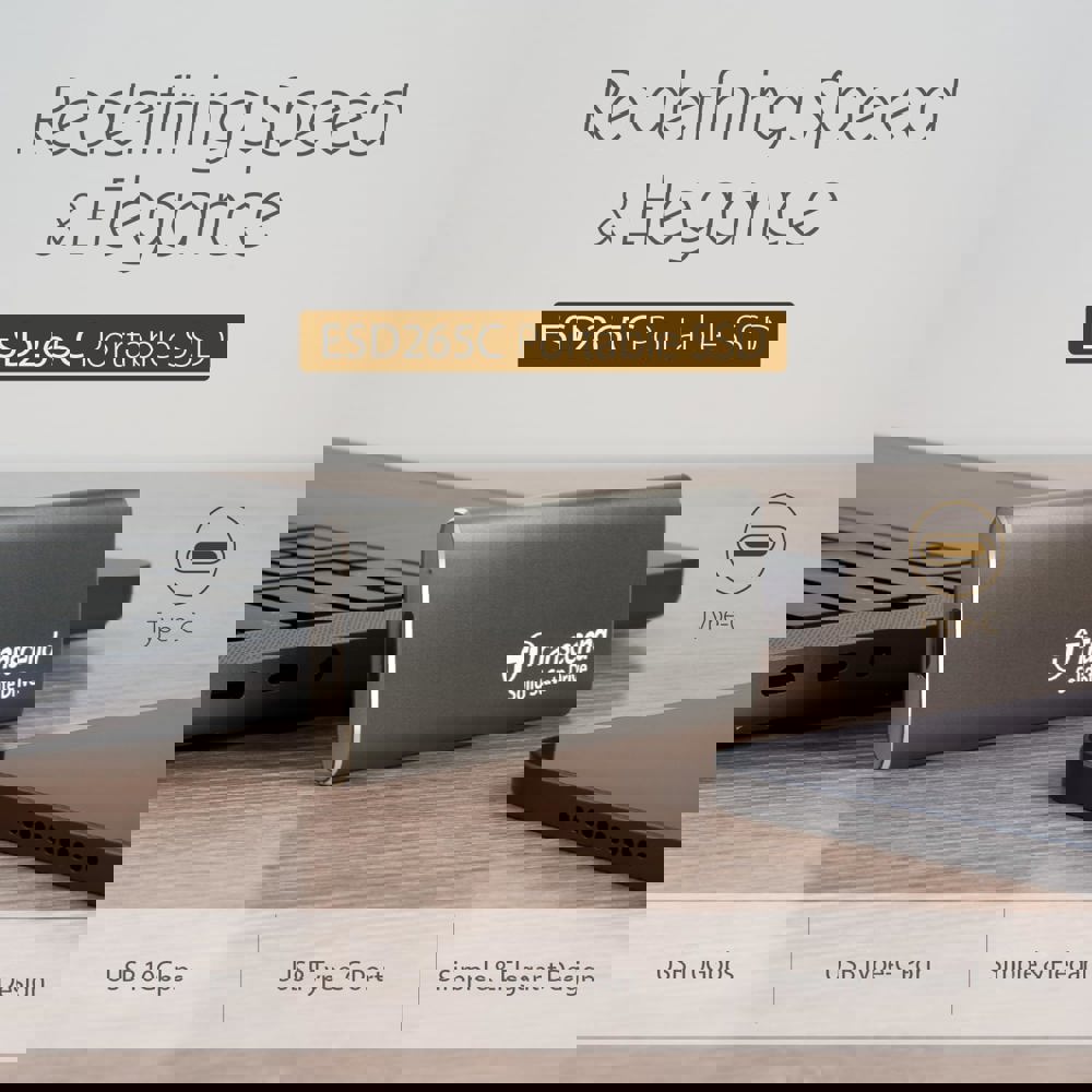 გარე მყარი დისკი Transcend TS500GESD265C ESD265C, 500GB, External SSD, Type-C, Iron Gray