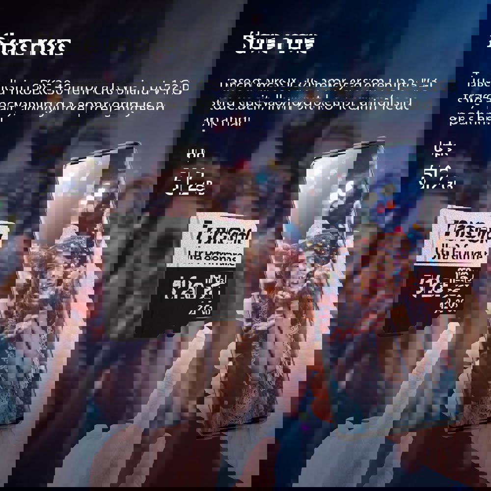 მეხსიერების ბარათი Transcend TS512GUSD340S USD340S, 512GB, microSDXC, UHS-I, U3, Black/Grey