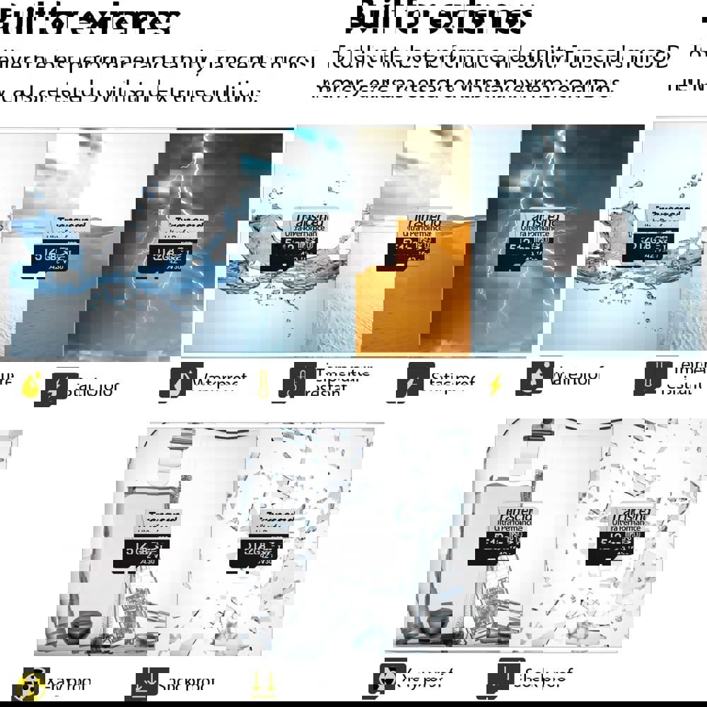 მეხსიერების ბარათი Transcend TS512GUSD340S USD340S, 512GB, microSDXC, UHS-I, U3, Black/Grey