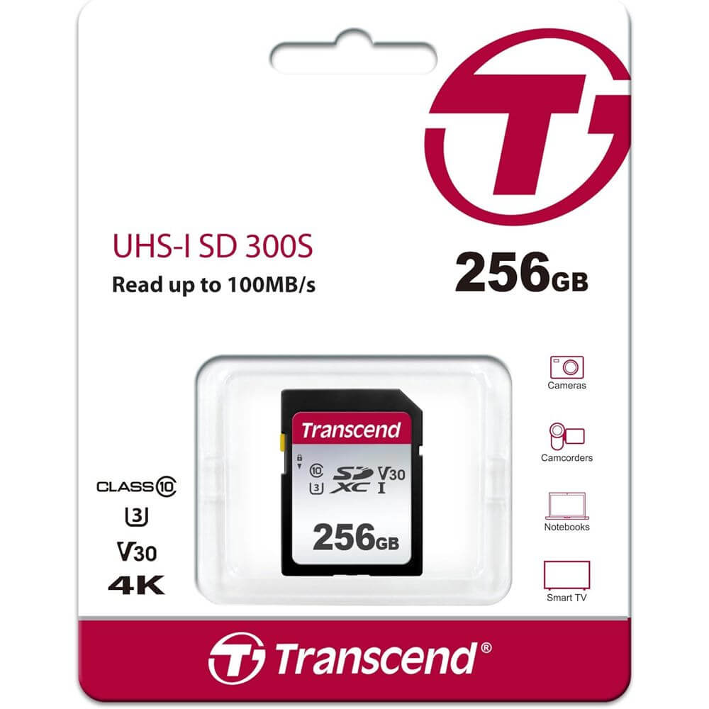 მეხსიერების ბარათი Transcend TS256GSDC300S SDC300S, 256GB, SDXC, UHS-I, U3, Black