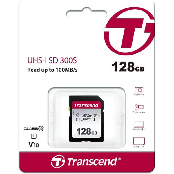 Memory Card Transcend TS128GSDC300S SDC300S, 128GB, SDXC, UHS-I, U1, Black