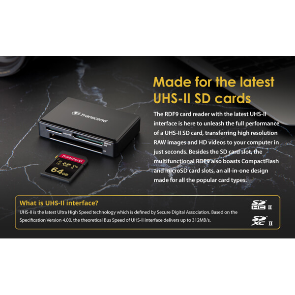 All-in-1 UHS-II Multi Card Reader Transcend TS-RDF9K2 RDF9, Black