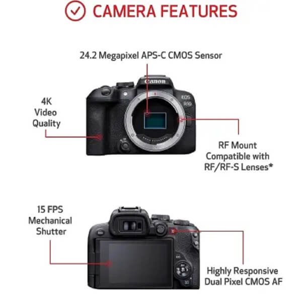 Digital Camera Canon 5331C046AA EOS R10, 24.2MP, WiFi, Bluetooth, Black