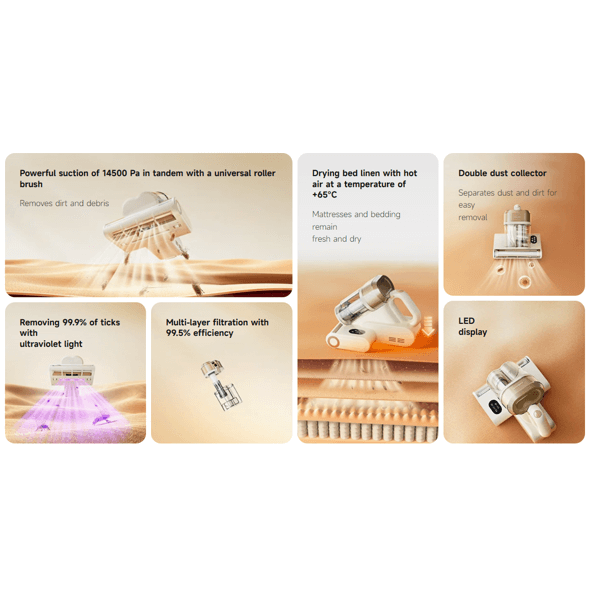 რბილი ავეჯის მტვერსასრუტი Dreame S10, 400W, 0.4L, Mite Remover, White