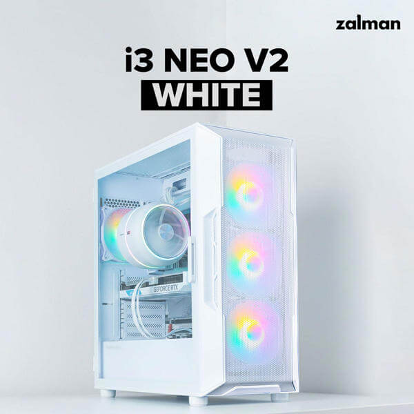 ქეისი Zalman i3NEOV2White I3 Neo V2, Computer Case, MidT, ATX, Mini-ITX, Micro ATX, USB 3.0, White