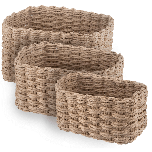 Set Of Wicker Storage Baskets Ardesto ARHC2505BE Prestigio, 3Pcs, Beige