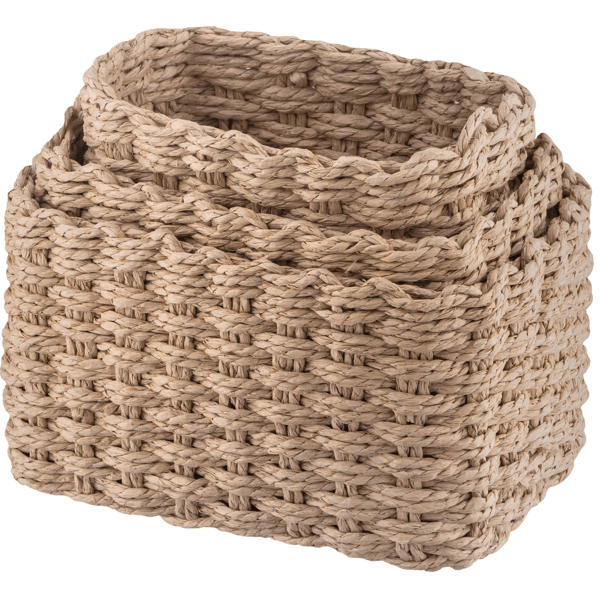 Set Of Wicker Storage Baskets Ardesto ARHC2505BE Prestigio, 3Pcs, Beige