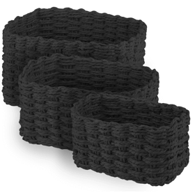 Set Of Wicker Storage Baskets Ardesto ARHC2505BL Prestigio, 3Pcs, Black