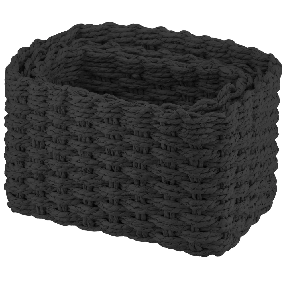 Set Of Wicker Storage Baskets Ardesto ARHC2505BL Prestigio, 3Pcs, Black