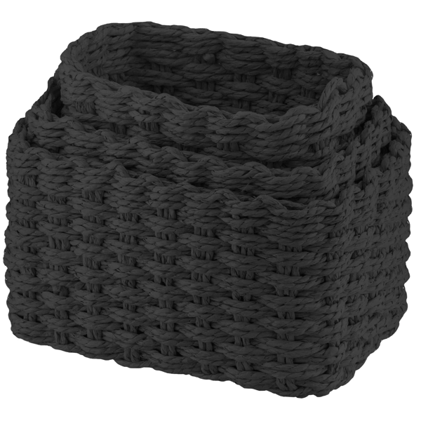 Set Of Wicker Storage Baskets Ardesto ARHC2505BL Prestigio, 3Pcs, Black