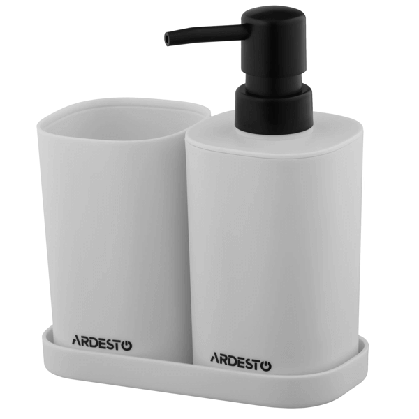 საპნის დისპანსერი Ardesto ARHB3106GB Vigor, 0.38l, 3pcs, Bathroom Set, Grey