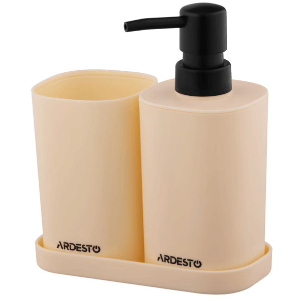 საპნის დისპანსერი Ardesto ARHB3106MB Vigor, 0.38l, 3pcs, Bathroom Set, Beige