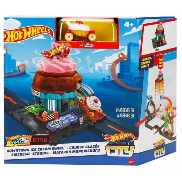 სათამაშო სანაყინე Mattel Hot Wheels HKX38, City Downtown Ice Cream Shop