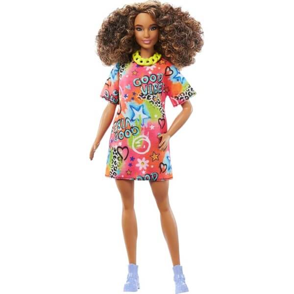 Good Vibes T-Shirt Dress Doll Mattel HPF77 Barbie