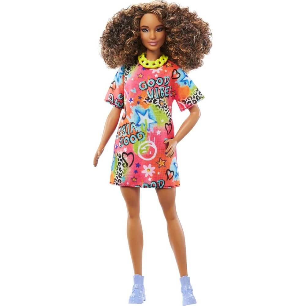 Good Vibes T-Shirt Dress Doll Mattel HPF77 Barbie