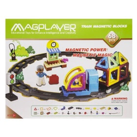 მაგნიტური კონსტრუქტორის ნაკრები Magplayer MPK-68, Designer magnetic Train, 68Pcs