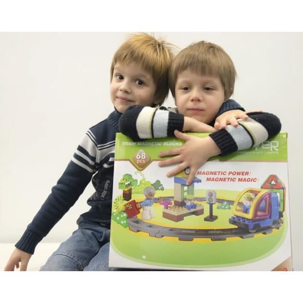 მაგნიტური კონსტრუქტორის ნაკრები Magplayer MPK-68, Designer magnetic Train, 68Pcs