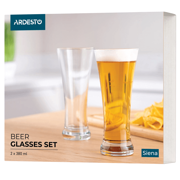 Beer Glasses Set Ardesto AR2638BS Siena, 0.38l, 2pcs, Transparent