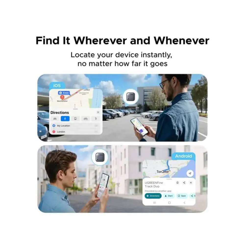 Smart Tag UGREEN CM916 (75646) FineTrack Duo, Apple+Google, Smart Tag Finder, Grey