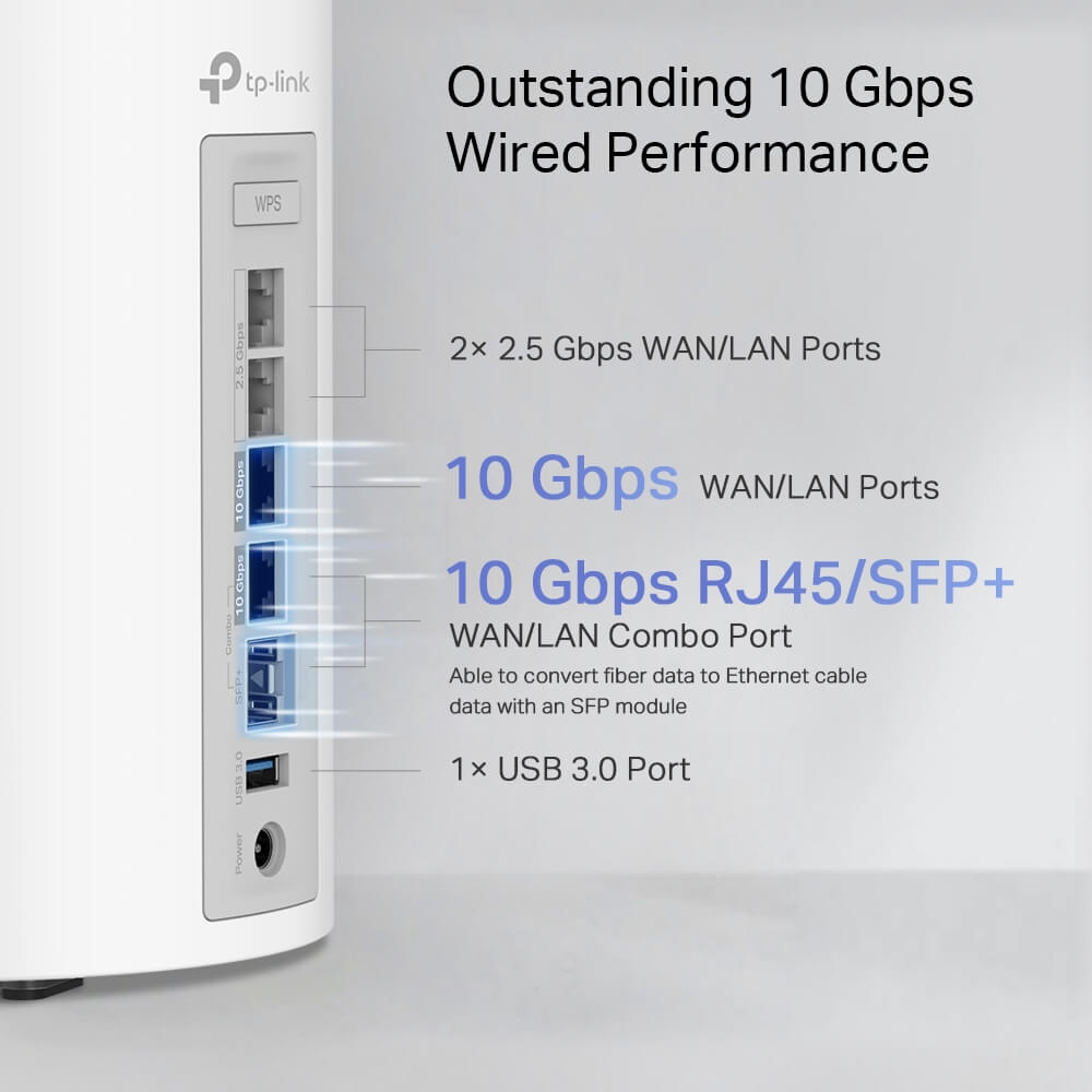 Tri-Band Whole Home Mesh WiFi 7 System TP-link DECO BE85(1-PACK) BE19000, 11530Mbps, White