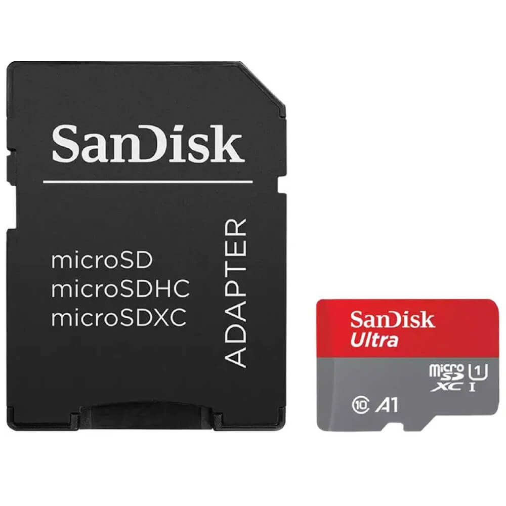 მეხსიერების ბარათი SanDisk SDSQUAB-128G-GN6MA, 128GB, MicroSDXC, C10, U3, Memory Card, Black/Red