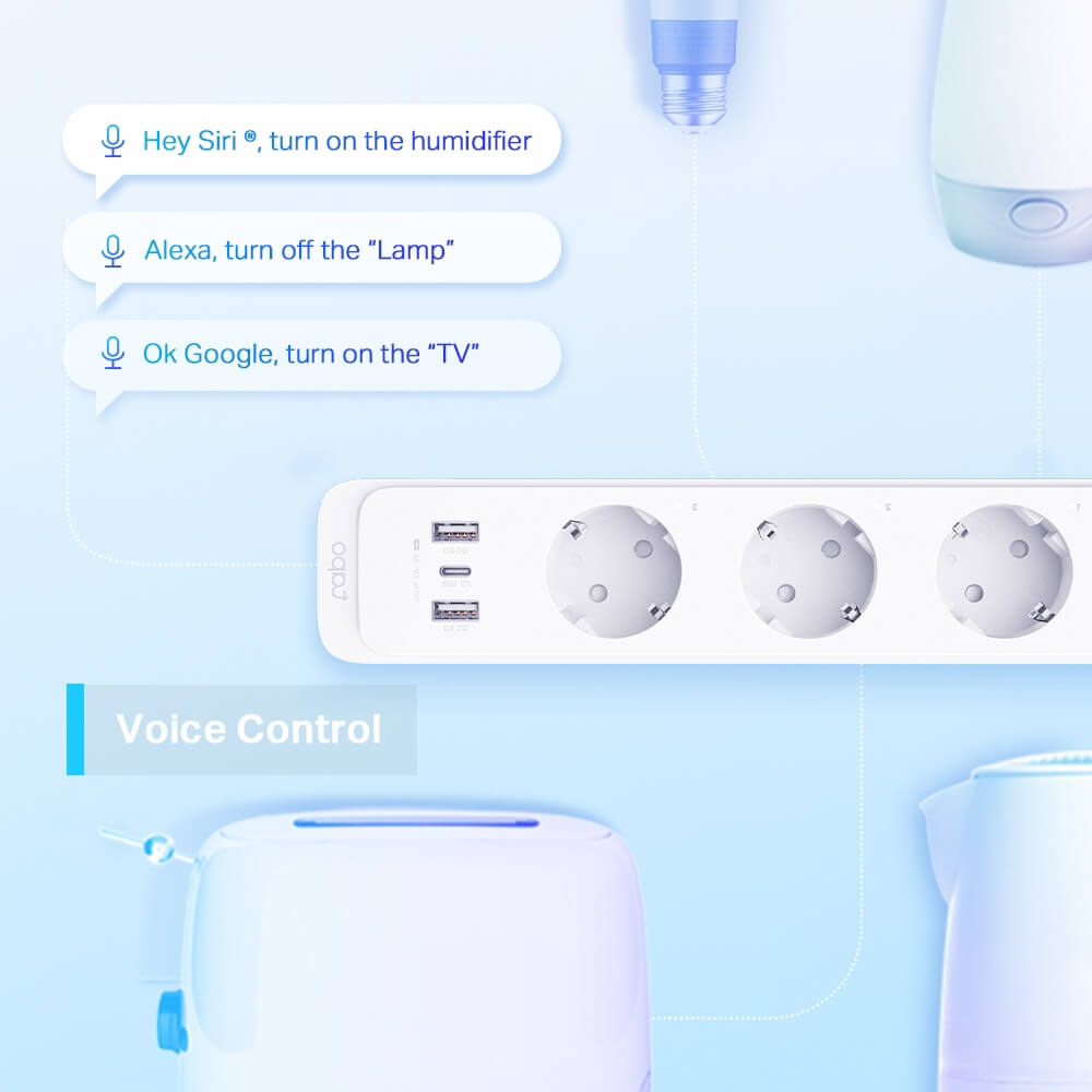 დენის დამაგრძელებელი TP-Link TAPO P300, 3 Socket, USB, 1.5m, Smart Wi-Fi Power Strip, White