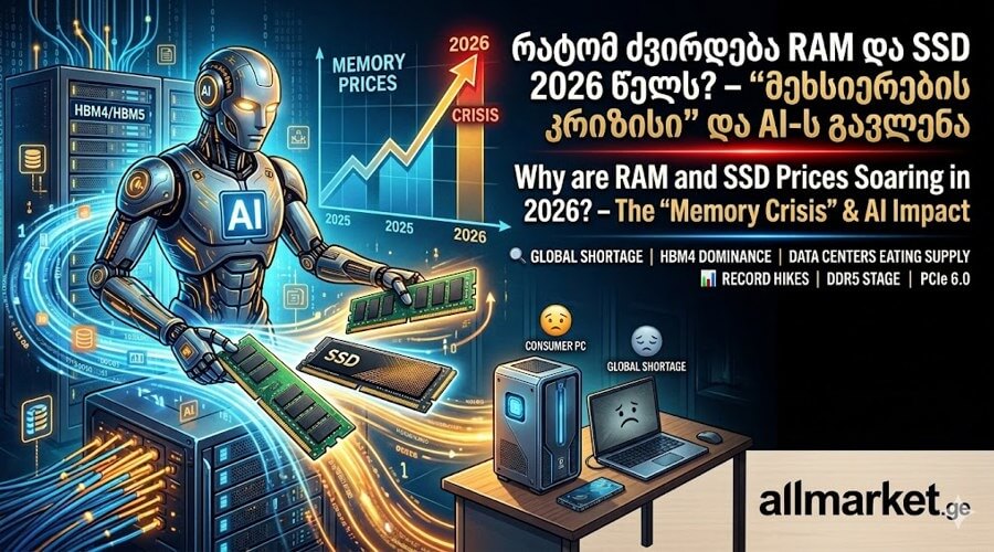 რატომ ძვირდება RAM და SSD 2026 წელს? – "მეხსიერების კრიზისი" და AI-ს გავლენა