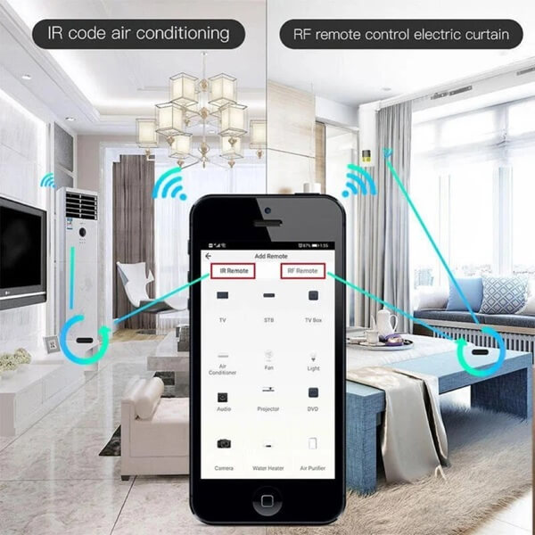 უნივერსალური ინფრაწითელი პულტი Moes UFO-R2-RF, WIFI, Smart IR+RF Universal Remote Controller, Black