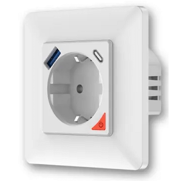 ჭკვიანი როზეტი Moes WK-Y-EU-1U1C-WH-EN, 3680W, Type-C, USB, Smart Socket, White