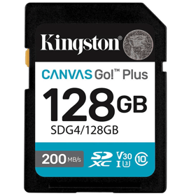 მეხსიერების ბარათი Kingston SDG4/128GB Canvas Go Plus, 128GB, SDXC, C10, U3, Black
