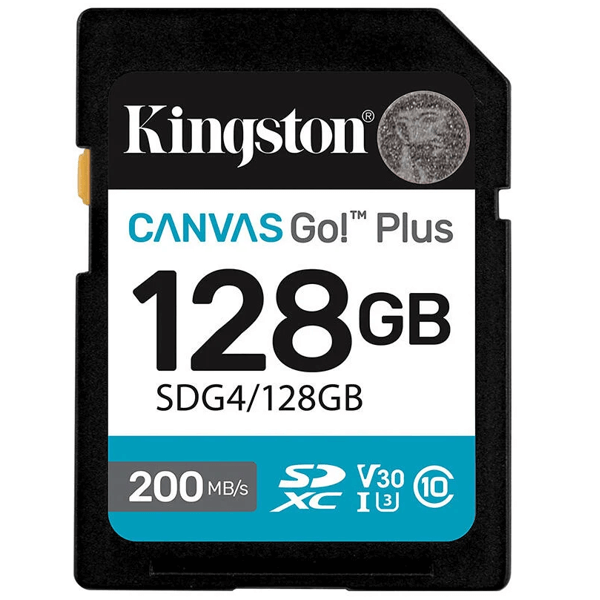 მეხსიერების ბარათი Kingston SDG4/128GB Canvas Go Plus, 128GB, SDXC, C10, U3, Black
