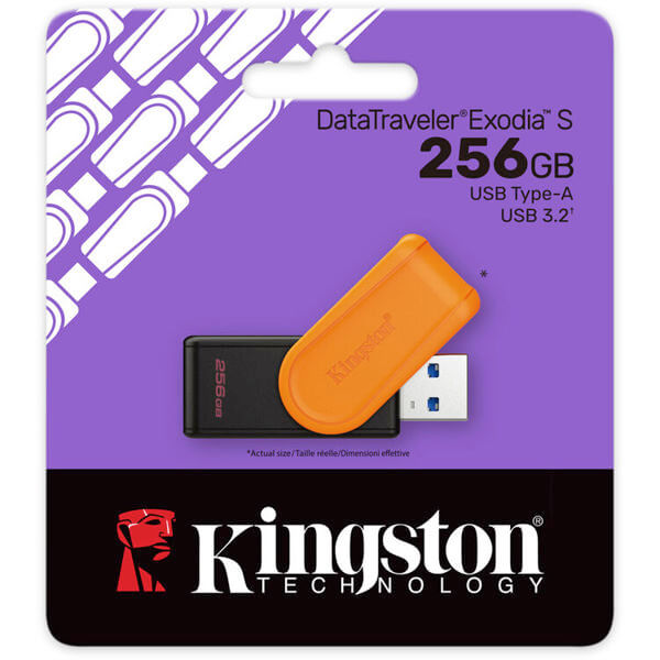 USB ფლეშ მეხსიერება Kingston DTXS/256GB EXODIA S, 256GB, USB, Flash Memory, Black