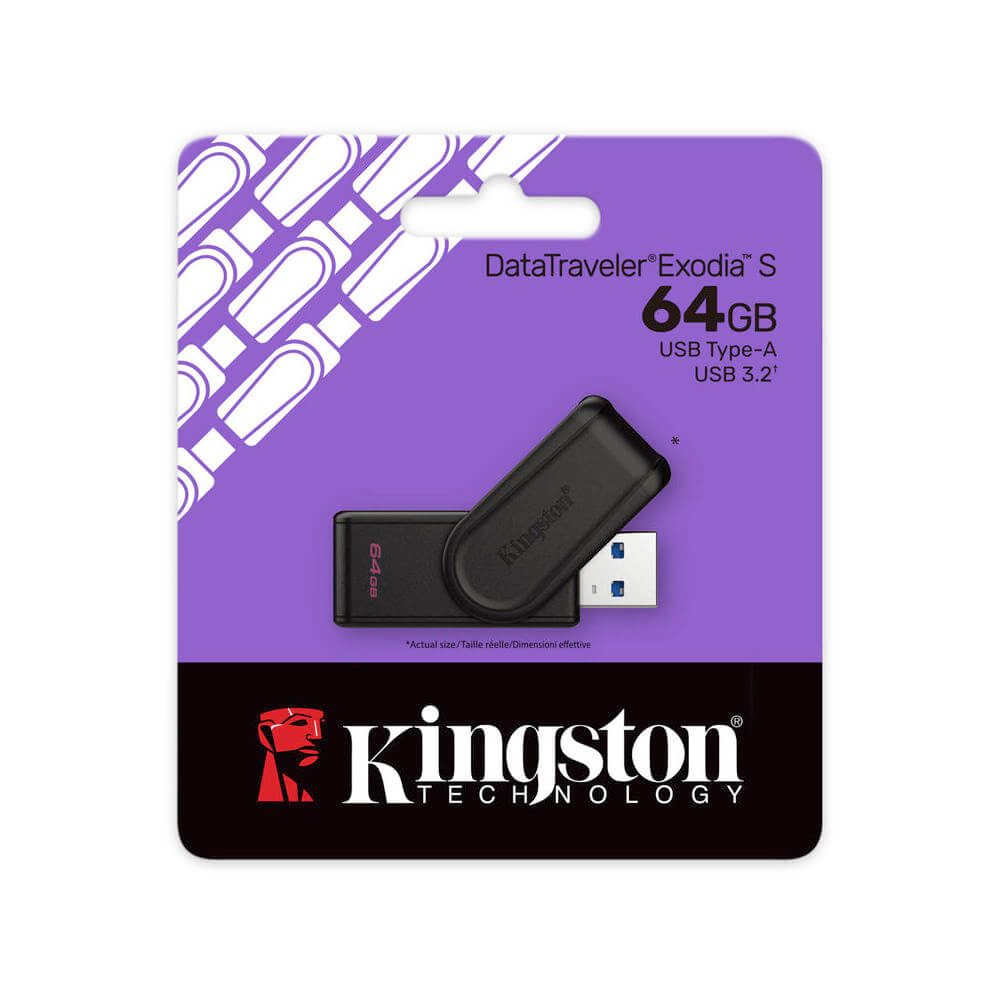 USB ფლეშ მეხსიერება Kingston DTXS/64GB EXODIA S, 64GB, USB, Flash Memory, Black