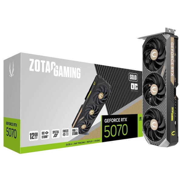 ვიდეო დაფა Zotac ZT-B50700J-10P SOLID OC, GeForce RTX5070, 12GB, 192Bit, DP, HDMI, Black