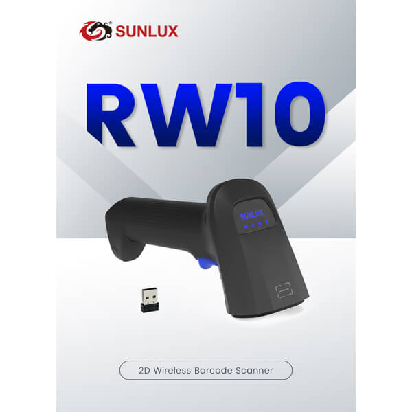 ბარკოდის სკანერი Sunlux RW10, Bluetooth, USB-HID, USB-VCP, Barcode Scanner, Black