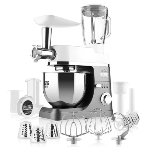 სამზარეულოს კომბაინი ETA ETA412890010 GUSTUS IV GULLIVER, 1200W, 5.5L, Food Processor, Grey/White