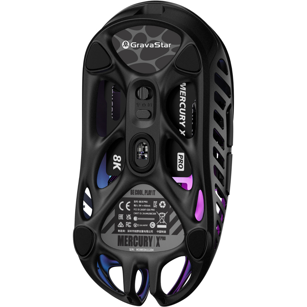 მაუსი GravaStar GSXPRO_BLK Mercury XPro, Wireless, USB, Bluetooth, Gaming Mouse, Black