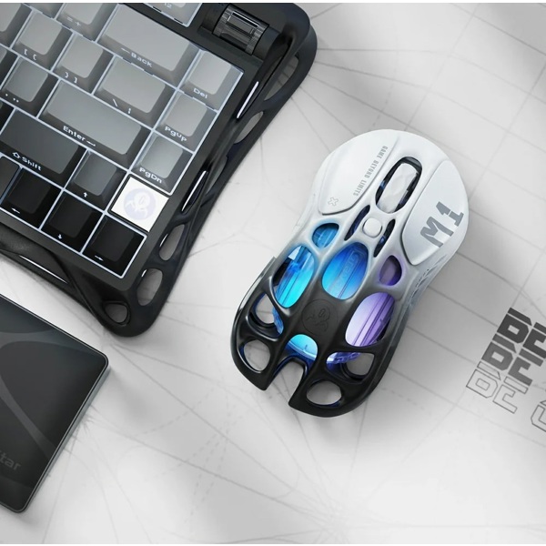 Gaming Mouse GravaStar GRAVASTAR_M1_PRO_GBLK Mercury M1 Pro, Wireless, USB, Bluetooth, White/Black