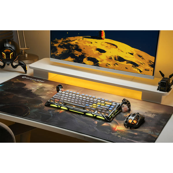 მაუსის პადი GravaStar GSA8_MPD_SHARK, XL, Gaming Mouse Pad, Black/Yellow