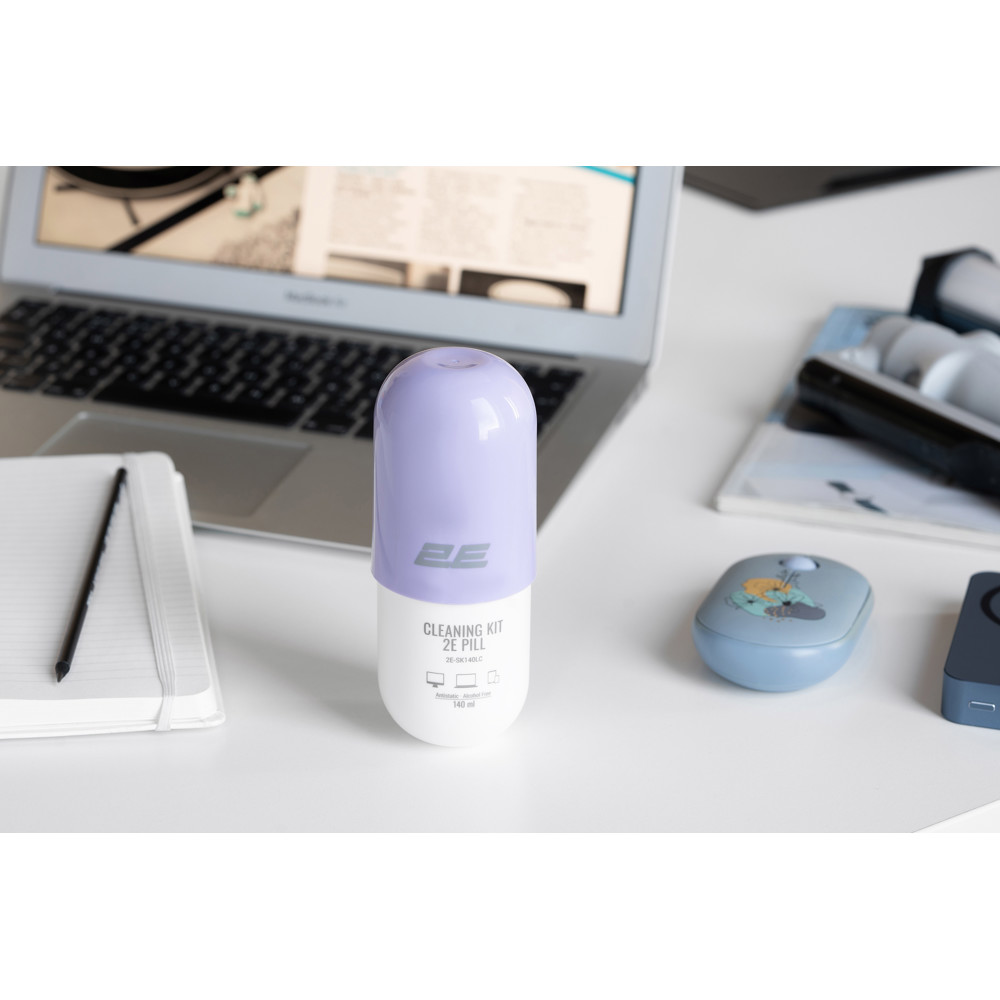 მონიტორის საწმენდი 2E 2E-SK140LC, 0.14L, Cleaning kit PILL For Office Equipment, White/lilac