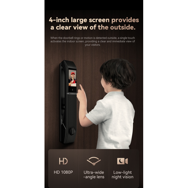 კარის ჭკვიანი საკეტი Tenon D7PRO, Wifi, Smart Door Lock, Black