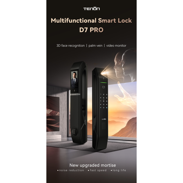 კარის ჭკვიანი საკეტი Tenon D7PRO, Wifi, Smart Door Lock, Black