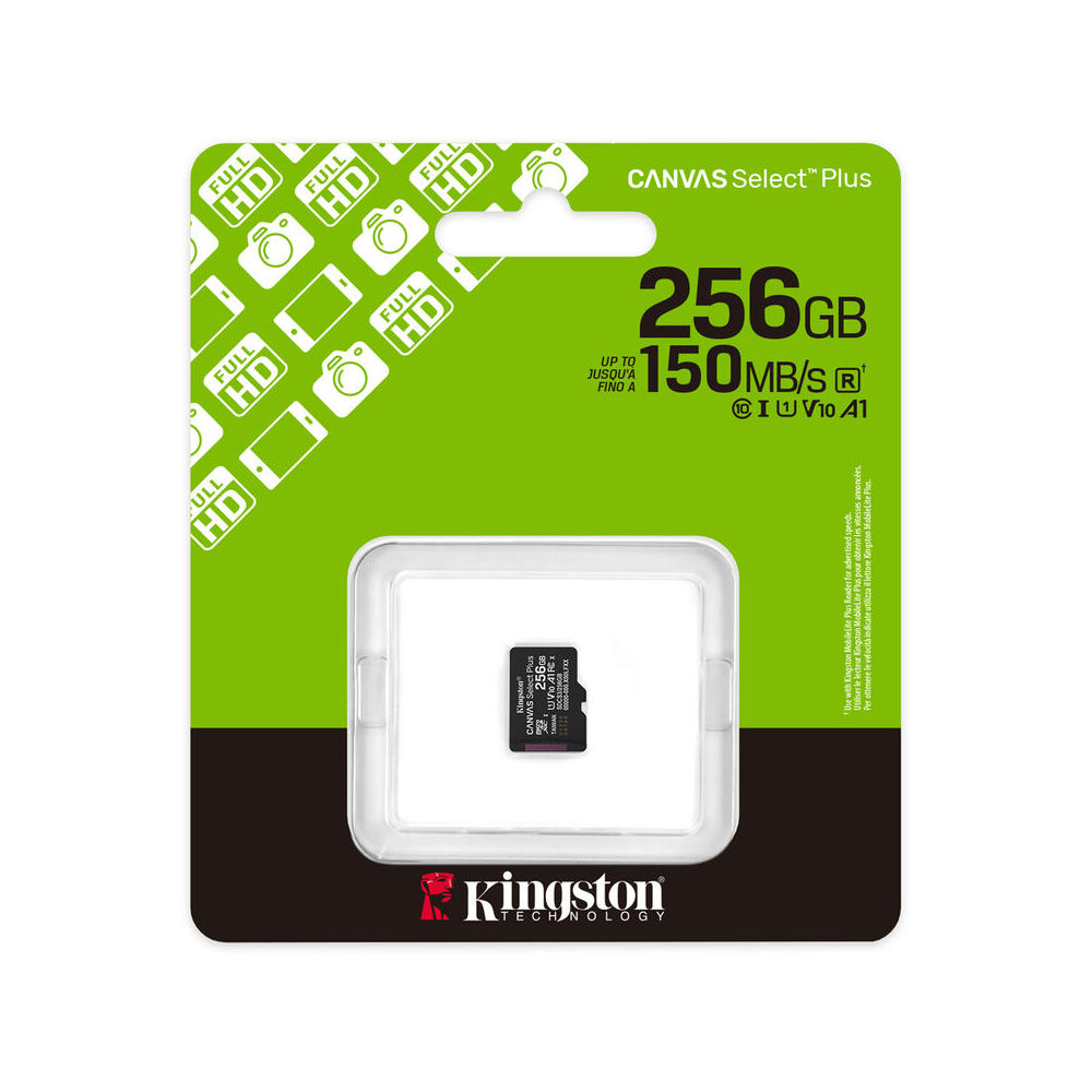 Memory Card Kingston SDCS3/256GBSP Canvas Select Plus, 256GB, microSDXC, C10, U1, Black