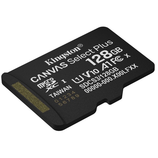 მეხსიერების ბარათი Kingston SDCS3/128GBSP Canvas Select Plus, 128GB, microSDXC, UHS-I, C10, U1, Black