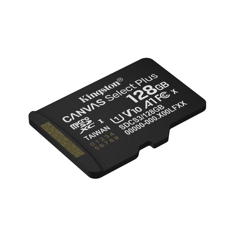 მეხსიერების ბარათი Kingston SDCS3/128GBSP Canvas Select Plus, 128GB, microSDXC, UHS-I, C10, U1, Black